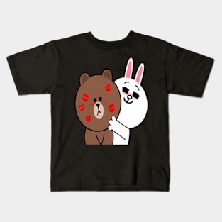 Brown Bear Cony Bunny Rabbit Shower Me With Love Kisses Kids T-Shirt